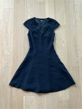 Ever New Navy V-Neck Fit-and-Flare Dress - Size 0 (AUS 4, EUR 32)